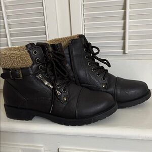 Wanted Brown Boots with Tan Fur Collar